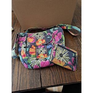 Vera Bradley Floral Purse Wallet Set Retired Quilted Cotton Handbag Shoulder Bag